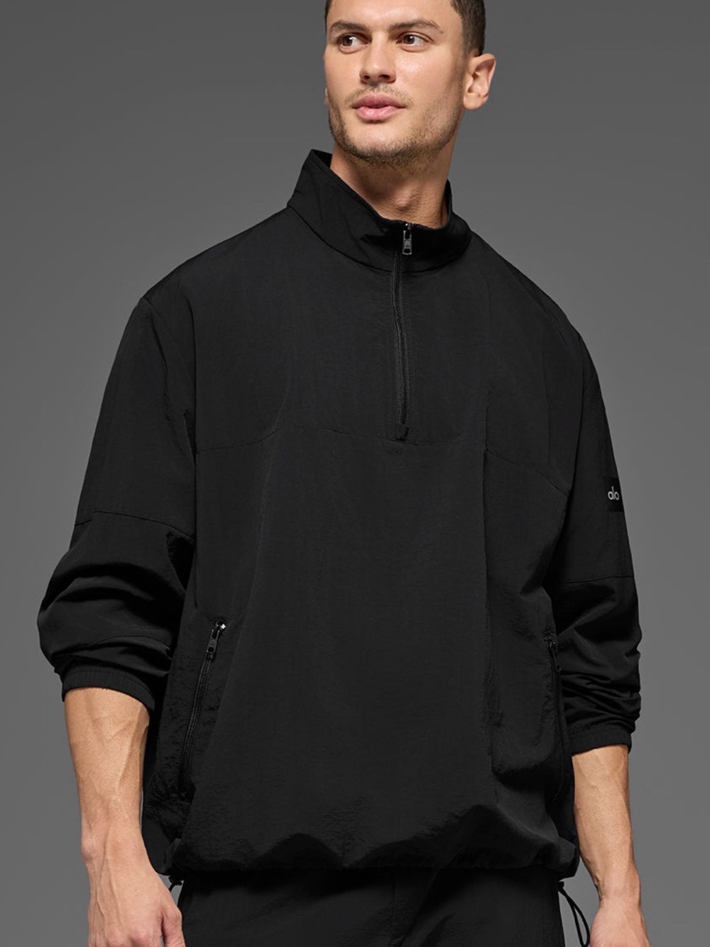 ALO Yoga Black Lightweight Half-Zip Pullover